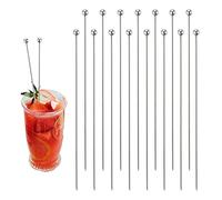 Metal Cocktail Picks, 15PCS 8 Inch Stainless Steel Martini Sticks, Reusable Metal Appetizer Picks for Drink Skewers Bloody Mary Martini Olives Fruits