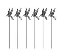 Metal Cocktail Picks Fruits Toothpicks, 6pcs Long-Billed Bird Martini Picks Reusable Olive Picks Garnish Skewer for Party Bar Reunion (Antique Silver)