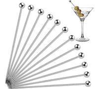Metal Cocktail Sticks, 16PCS Reusable Stainless Steel Cocktail Picks and Skewers, Perfect for Cocktail Garnish, Heart Cocktail Sticks, Metal Toothpick Stirrers(10.8cm)