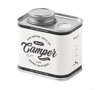 Metal Coffee Bean Storage Tin with One-Way Vent(Beige White) | Sturdy tinplate build, rust resistant finish, long lasting durability, protects from light, black white yellow