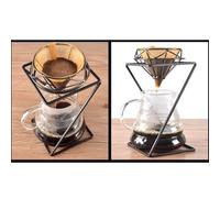 Metal Coffee Dripper Holder Stand for Pour Over Brewing - Compatible with, Kalita, & Other Cone-Style Filter Cups - Silver/Black/Co(B)