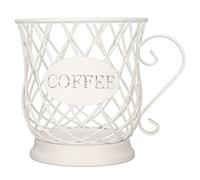 Metal Coffee Pod Holder, Large Capacity Coffee Pod Basket with Handle for Espresso Capsules, Home Counter and Office Desktop (White)