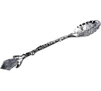 Metal Coffee Spoons，Spoon Vintage Flower Carving Tea Coffee Dessert Spoon Long Crystal Handle Dinnerware Silver