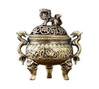 Metal Coil Burner, Tri Leg Incense Sculpture, Miniature Aromatic Holder, Bronze Alloy Decorative Figure with Smooth Base, Desktop Ornament Unit with Symbols, Hotel Accessory for Meditation