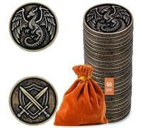 Metal Coins for Board Games, 50PCS DND Coins Dragon Sword Shield Engraving