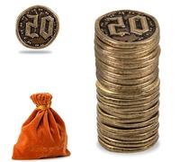 Metal Coins for Board Games, Prefdo 20 PCS Treasure Tokens for Poker, RPG, Strategy Tabletop Gaming, Fantasy Currency, Heavy Duty Generic Game Currency (Bronze - Value 20 Coins)