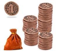Metal Coins for Board Games, Prefdo 50 PCS Treasure Tokens for Poker, RPG, Strategy Tabletop Gaming, Fantasy Currency, Heavy Duty Generic Game Currency (Retro Rose Gold - Value 1 Coins)