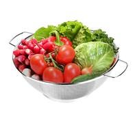 Metal Colander - Stainless Steel Strainer | Vegetable Drainer | Kitchen Sink Strainer Basket | 26.5 x 21.5 cm Fine Mesh Colander for Pasta, Fruits & Veggies | Rust-Resistant Food Washing Bowl