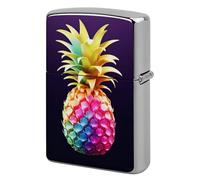 Metal Colorful Pineapple Lighter Case Windproof Flip Top Lighter Sleeve Double Sided Vintage Cool Cigarette Pouch Holder Reusable Pocket Protective Cover Men Gifts for Boyfriend Husband