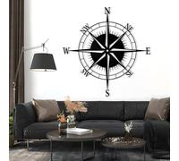 Metal Compass Wall Art, Nautical Wall Decor, Compass Rose Decor, Metal Artwork Decoration, Modern Sculpture Home Decor for Living Room,Bedroom Hallway and Stairs Nature (Black 24×24in/6