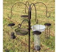 Metal Complete Bird Feeding Station With 4 Feeders Stabilizer Stand Garden