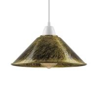 Metal Cone Lampshade 22cm, Brushed Brass Industrial Ceiling Pendant Light Shade, Easy Fit E27 B22, Retro Vintage Style for Kitchen, Living Room, Hallway, Bar, Loft Reducer Ring Included