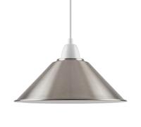Metal Cone Lampshade 22cm, Satin Nikel Industrial Ceiling Pendant Light Shade, Easy Fit E27 B22, Retro Vintage Style for Kitchen, Living Room, Hallway, Bar, Loft Reducer Ring Included