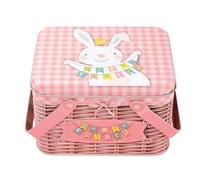 Metal Cookie Boxes with Handle Basket - Easter Bunny Shaped Candy Boxes Decorative Storage Container for Treats Jewelry Spring Holiday Wedding Birthday Party
