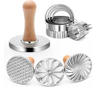 Metal Cookie Cutter Set with Wooden Handle, 3-Piece Aluminum Alloy Baking Tool for Embossed Cookie Decorating, Easy-Grip & Rust-Resistant, Home Bakers
