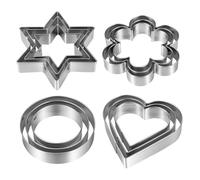 Metal Cookie Cutters Set 12 Pieces, Stainless Steel 3 Heart Cookie Cutters, 3 Star Cookie Cutters, 3 Flower Cookie Cutters, 3 Round Cookie Cutters for Valentine's Day Christmas Holiday