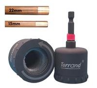Metal Copper Pipe Cleaner Set Drill Tube 15mm & 22mm 1/4 Inch Hex Stud Shank