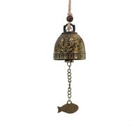 Metal Copper Wind Chimes Bells Ornament with Hanging Fish Pendant for Home and Garden Decor, Producing Pleasant and Calming Sounds for Relaxing Atmosphere (fish)
