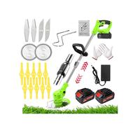 Metal Cordless Strimmers Electric with Blade Grass Trimmer with 2*Lithium Battery & Quick Change Spare Blades for Lawn Garden Pruning
