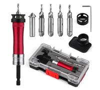Metal Countersink Drill Bit Set 10-in-1 with Depth Stop, 4 Reversible Heads & Vertical Pilot Adjustable - Hex Shank & Phillips Bit for Hardened Steel/Woodworking, Hex Key & Chamfer Tool Includ