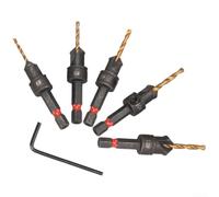 Metal Countersunk Drill Bits with Hex Handle for Secure Clamping and Depth Adjustment Screws Suitable for Use with Hand and Lithium Drills 5 Pieces