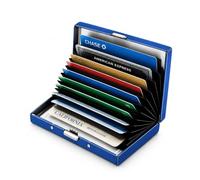 Metal Credit Card Holder, Stainless Steel RFID Wallet for Men | 10-slot capacity. Slim & durable design. Blocks RFID scanning. Keeps cards organized. Gold finish. Great gift.