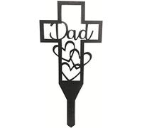Metal Cross, Cemetery Memorial Cross Stake for Mom, Roses Best Cemetery Ornaments for Missing Relatives Thoughts and Memorial Gifts, Garden Stake Graves Cemetery Decoration qzjijosen (DAD Black HEART)