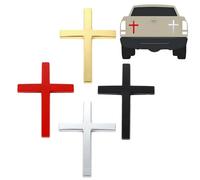 Metal Cross For Car, 3D Jesus Christ Metal Badge Stickers, Three-Dimensional Christ Emblem Decal, Multi-Function Auto Decal (Covers Scratches) For Car Trunk, Tailgate, Side Fenders(Mixed 4-piece set)