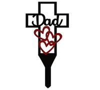 Metal Cross Cemetery Marker for Dad, Gardens & Grave - 12x6 Inch, Yard Stake Memorial Sign