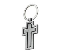 Metal Cross Keychain - 360 Degree Rotating Jesus Pendant Stainless Steel for Men | Christian Keychain for Couples, Boyfriend, Birthday Gift, Religious Accessory, Lead Color, Siehe Beschreibung
