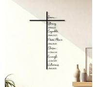 Metal Cross Wall Art Decor, Elegant Metal Christian Cross with Scripture, Inspired Religious Wall Sculpture I Am, Large Rustic Bible Verse Crosses Jesus Faith Home Decoration Gift(11.8 * 7.1IN)