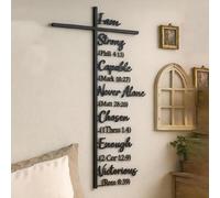 Metal Cross Wall Art Decor, Jesus Wall Art with Crosses and Bible Verse, Christian Religious Rustic Farmhouse Scripture Decorations Home Living Room Decor Gift for Easter Christmas (50cm)