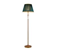 Metal Crystal Floor Lamp, Washable Fabric Lampshade, E27 Lamp Base Suitable For Wide Voltage, Classic Bronze Metal Base, Suitable For Living Room And Bedroom Reading Light (Green)