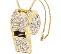 Metal Crystal Rhinestone Whistle, Shining Whistle Bling Whistle with Keychain for Referees, Coaches, Teachers, Policies, Training