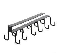 Metal Cup Rack Organizer for Kitchen Cabinets and Wardrobes, Suitable for Hanging Cups, Spoons, Towels, and Small Pots Without Installation (Black)