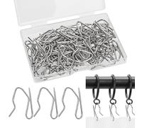 Metal Curtain Hooks 60Pcs Drapery Hooks Pins for Curtains Stainless Steel Curtain Hooks Pins Drapery Pin and Hook for Pleated Drapes Pinch Pleat Hooks for Window| Door|Shower Curtain (Sliver)