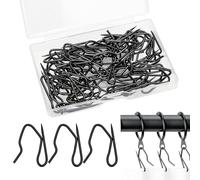 Metal Curtain Hooks 60Pcs Drapery Hooks Pins for Curtains Stainless Steel Curtain Hooks Pins Drapery Pin and Hook for Pleated Drapes Pinch Pleat Hooks for Window| Door|Shower Curtain (Black)