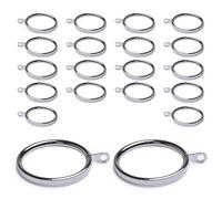 Metal Curtain Rail Rings with Eyelets, 20 Pack 45mm Large Silver Heavy-duty Round Decorative Drapery Pole Rod Hanging Rings