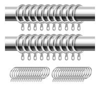 Metal Curtain Rings for Pole Hanging - 50 Pack Silver Ring Set for Window Drapes - Heavy Duty Curtain Rail Rings with Smooth Glide - Universal Metal Hanging Rings for Shower Rods & Drapery Hardware