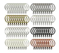 Metal Curtain Rings Hooks For 25mm - 28mm Diameter Curtain Pole, Chrome, Black, Brass, Copper (Antique Brass, 40 Rings)