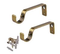 Metal Curtain Rod Brackets Brass Set with Screws for Poles 28mm Curtain Pole Bracket Metal Heavy Duty Rod Wall Brackets Holder Set of 2.