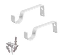 Metal Curtain Rod Brackets White Set with Screws for Poles 28mm Curtain Pole Bracket Metal Heavy Duty Rod Wall Brackets Holder Set of 2.