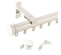 Metal Curtain Rod Single Track Curtain Rail 5.8m White Drapery Rod for Bedroom Living Room Kitchen - Adjustable Length 1/2/3/4/5/6m Strong & Stylish.