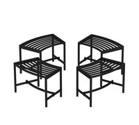 Metal Curved Fire Pit Bench Set of 4 - Heavy Duty Steel Backless Outdoor Seating for Garden, Patio, Porch & Backyard - Versatile Plant Stand & Holder - Stylish Black Design
