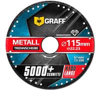 Metal Cutter GRAFF Black Cut Off Wheels 115mm - Diamond Metal Cutting Disc for Angle Grinder - 60x Longer Wheel Life