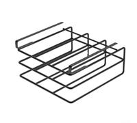 Metal cutting board organizer designed for under cabinet mounting to up kitchen counters and store boards and lids securely with rust resistant finish (black)