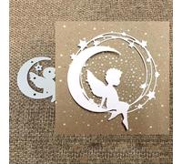 Metal Cutting die Angel on The Moon for Scrapbooking, Creative Hobbies, Embossing, Paper Cards, Silver Stencil, Cutting Dies for Scrapbooking