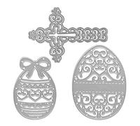 Metal Cutting Dies Cross and 2 Eggs Embossing Stencil Easter Die Cuts for Card Making Scrapbooking Paper Craft Album Stamps DIY Easter Décor