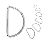 Metal D-rings, 12 pieces, for 20 mm wide straps, silver-coloured, 2.5 mm thick ring, non-welded D-ring opening, half-round metal ring made of nickel-plated steel, DRing buckle DIY, strap