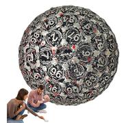 Metal D100 - 50mm Multi-Faced Polyhedral with 100 Faces | Velvet Bag for Dungeons Dragons Role Playing Board Game RPG Set of Accessories Collectible Tool